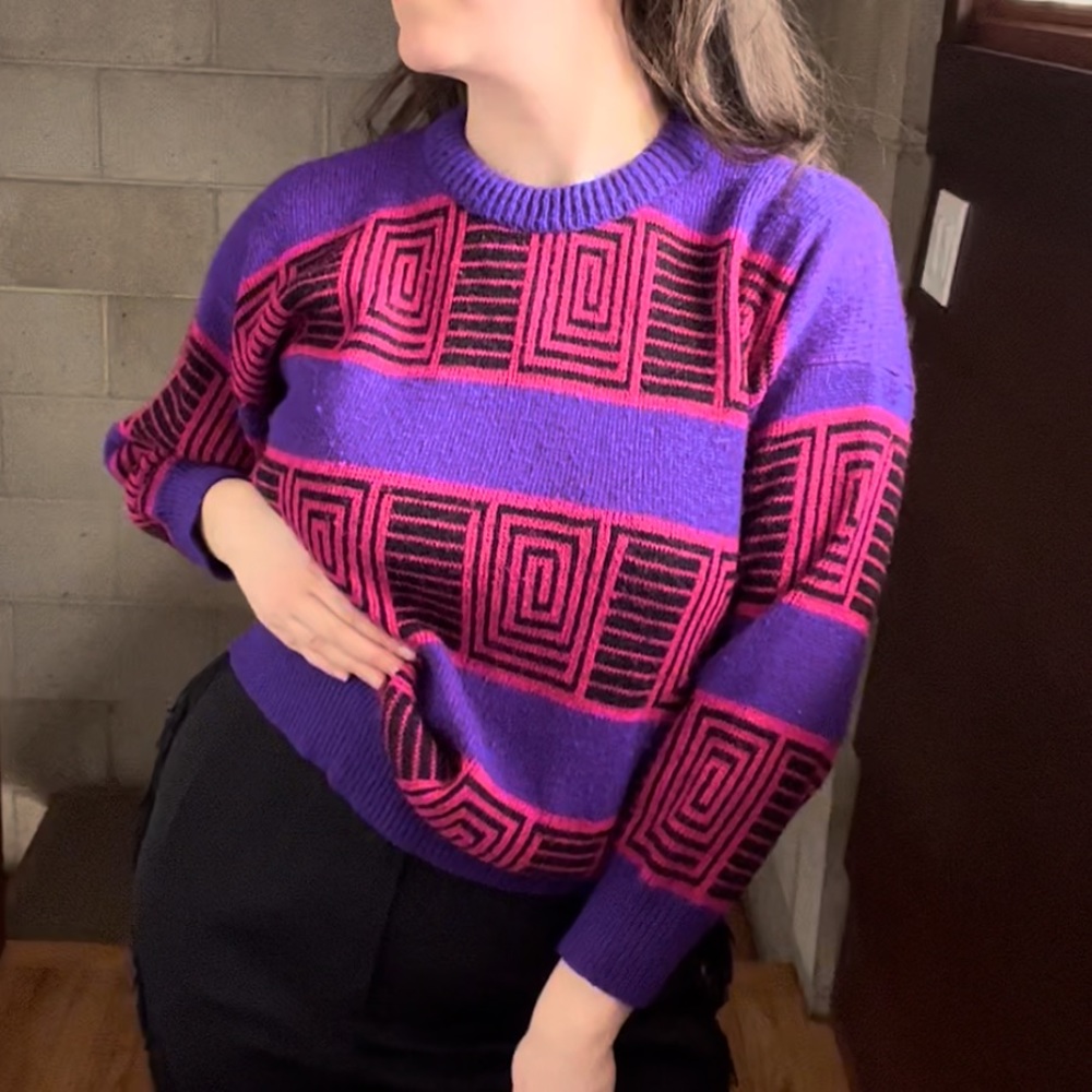 Vintage sweater | 80s 90s psychedelic grandpa